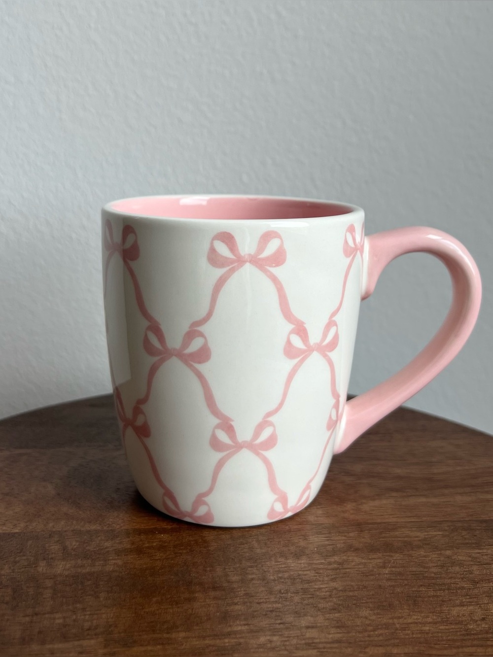 New Pink Decorative Bow Ceramic Mug 18oz